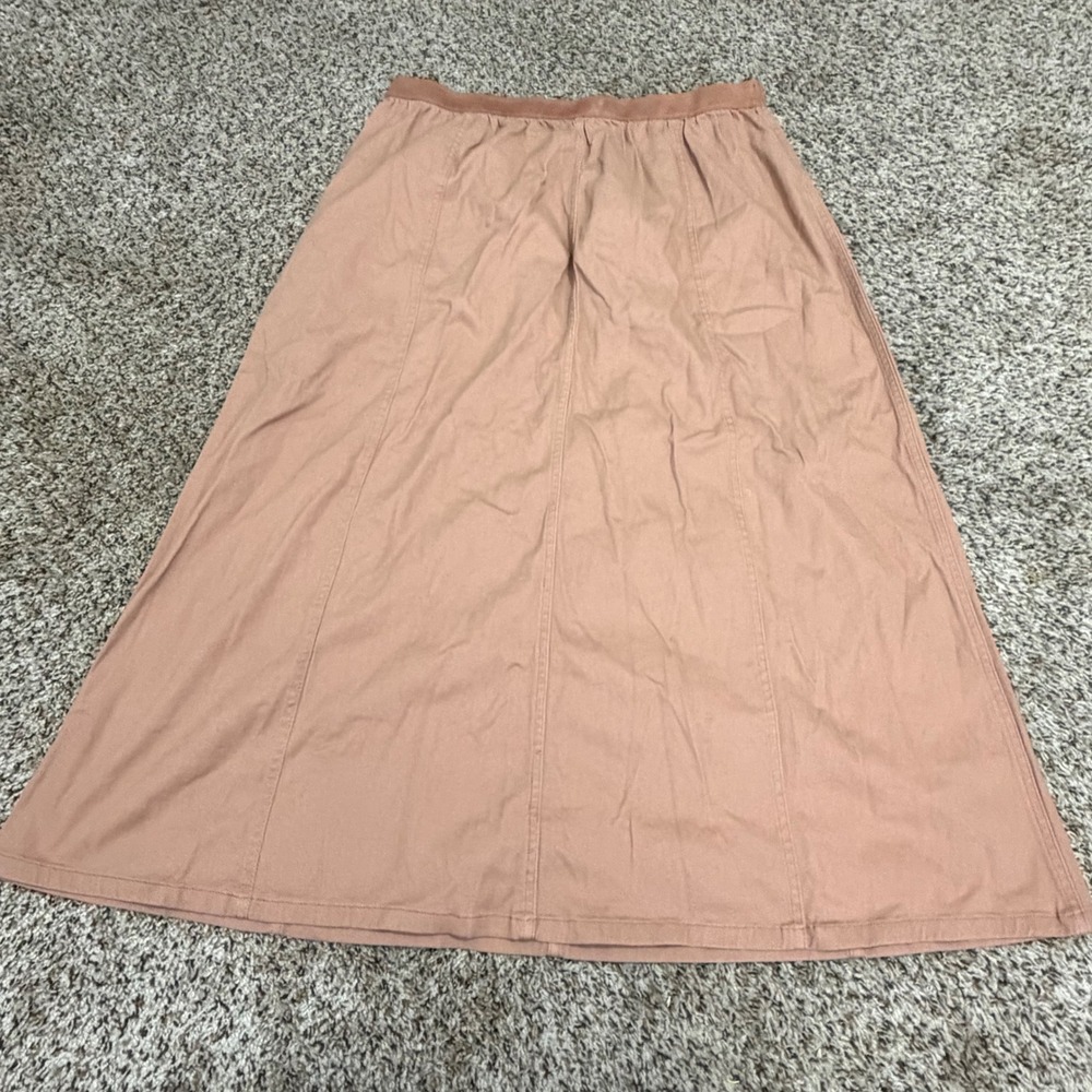 Jessica London Womens 20W Dusty Rose A-Line Midi Skirt Elastic Waist Solid 1308